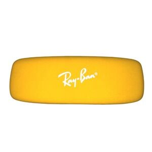 Ray-Ban Yellow Hard Eyeglass Sunglasses Case Red Felt Interior Clamshell